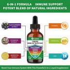 Zinc Quercetin Vitamin C D3 Liquid Immune Support with Organic Echinacea Elderberry, Immune Defense Drops Supplement for Adults- Vegan, Non-GMO, Gluten Free - 2 Fl Oz, 60 Servings