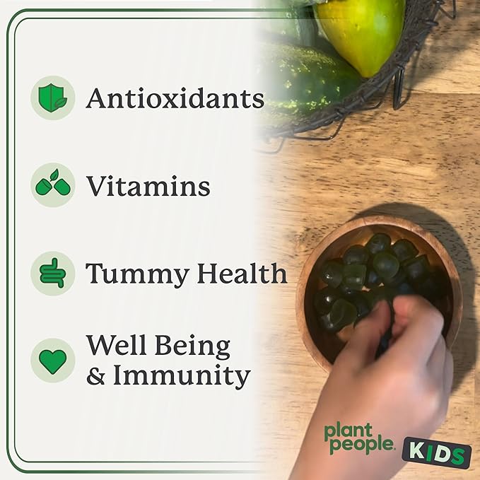 WonderGreens Kids Super Veggie Gummies – Sugar-Free, Allergen-Free Multivitamin for Picky Eaters with Probiotics – Tummy & Immune Support – Green Apple Flavor (30 Count)