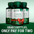 Prime Code [ 3 𝐢𝐧 𝟏] CoQ10 250mg with Magnesium Glycinate and Vitamin E | CoQ10 Capsules 250mg | Magnesium Glycinate 200mg | Vitamin E 15mg | Non-GMO | Gluten & Soy Free | Vegan