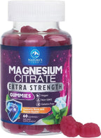 Magnesium Citrate Gummy - High Absorption Magnesium Gummies for Adults & Kids - Enhanced Bioavailability Form Mag Citrate Supplement - Improved Vegan Formula - Delicious Raspberry Flavor - 60 Gummies