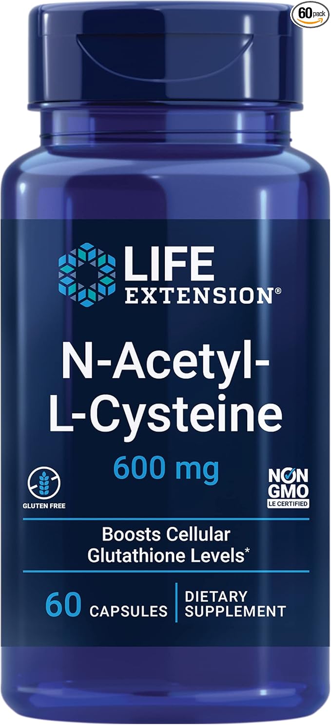 Life Extension Pycnogenol French Maritime Pine Bark & N-Acetyl-L-Cysteine Immune, Respiratory & Liver Health Supplements, 60 Capsules Each