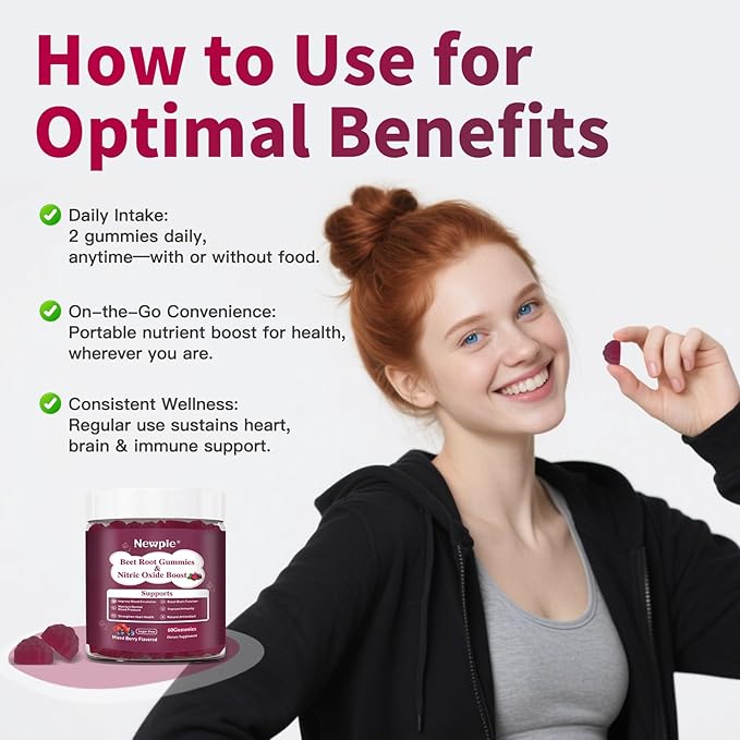 Beet Root Gummies,Super Nitric Oxide Beets Supplement,Grape Seed&Black Pepper Extract,Vitamin C & B12,Supports Blood Pressure&Energy,Mixed Berry,20:1 Beetroot,120 Beet Chews