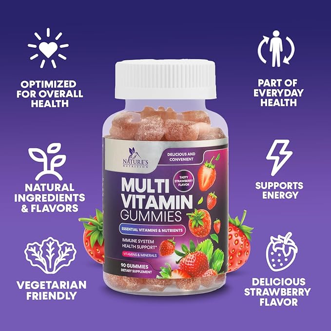 Multivitamin Gummies for Adults - Daily Adult Multivitamins Gummy with Vitamins A, C, D, B12 for Women & Men, Immune Support Gummy Multivitamins Supplement, Adult Multi VIT Vitamin - 90 Gummies