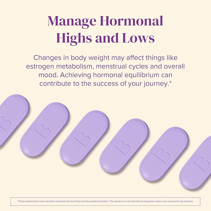BariMelts Hormonal Balance+ for GLP-1 Users and Bariatric Patients - DIM, NAC & Chasteberry Supports Hormone Balance for Women - 60 Smooth-Coated Caplets (1-Month Supply)