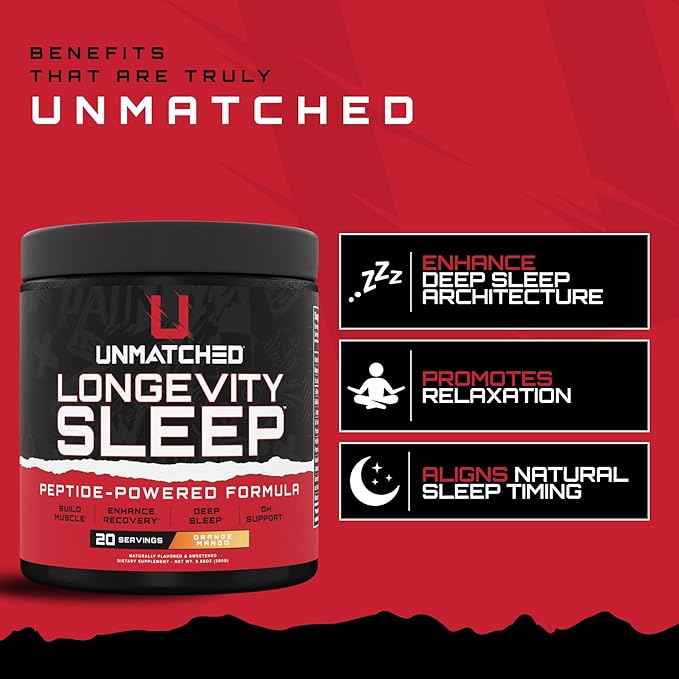 Unmatched Longevity Sleep | PeptiSleep Sleep & Recovery Formula with Melatonin, Magnesium & Senactiv | Advanced Nighttime Support | 20 Servings (Lemon Drop)