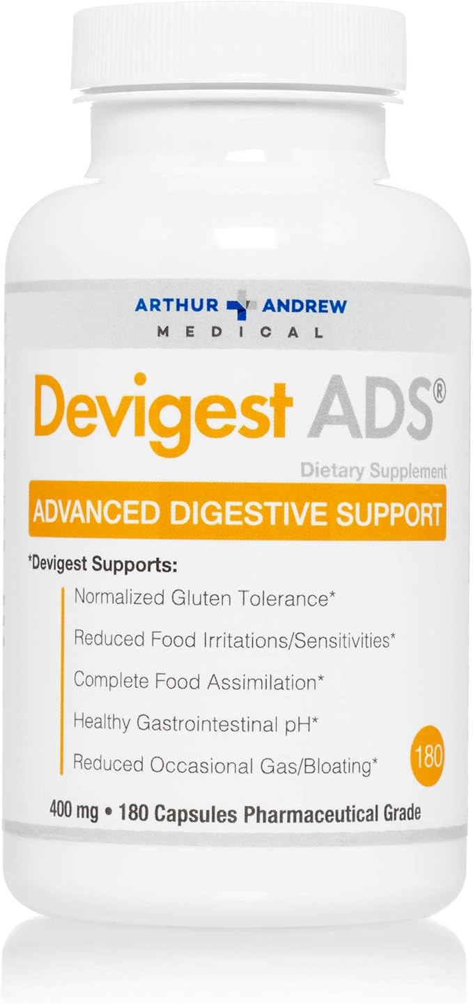 Arthur Andrew Medical - Devigest ADS, Advanced Digestive Support, Relief for Lactose Intolerance and Casein Sensitivities, Vegan, Non-GMO, 180 Capsules