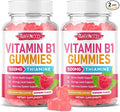 MEENCCD 2 Pack Vitamin B1 Gummies 500mg, Thiamine B1 Supplement Supports Energy Production, B1 Vitamin for Adults & Kids, Sugar-Free, Vegan, Raspberry Flavor, 120 Count