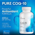 Infusions Maximum Strength Pure CoQ10 600mg 200 Capsules High Absorption Gluten Free Non-GMO (2)