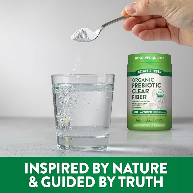 Nature's Truth Prebiotic Fiber Powder Supplement | 3.53 Oz | Unflavored, Sugar Free and Organic | Vegan, Non-GMO & Gluten Free