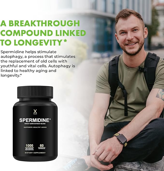 HUMANX Spermidine+ (USA Third Party Tested) - Spermidine-Rich Wheat Germ Extract & Zinc to Activate Cellular Renewal - Non-GMO, Spermidine Capsules - Supports Healthy Aging - Spermidine Supplement