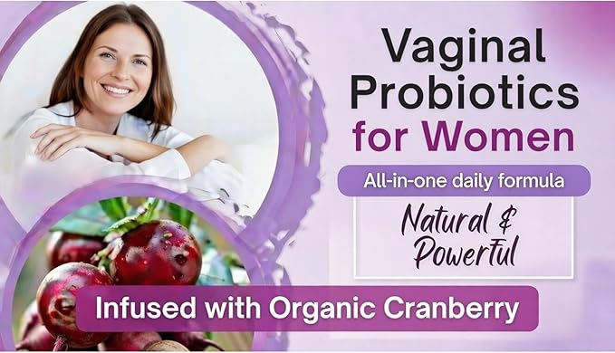Feminine Probiotics for Women–Vaginal Odor Flora Control & pH Balance, 100 Billion CFU, 32 Strains, Organic Cranberry Extract + D-Mannose Prebiotic for Healthy Gut UTI PMS Yeast Support. 60 Vegan Caps