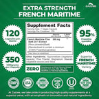 Zazzee Extra Strength French Maritime Pine Bark Extract 20:1, 350 mg Per Capsule, 95% Proanthocyanidins, 120 Vegan Capsules, 4 Month Supply, Certified Kosher, Antioxidant Support, Non-GMO, Made in USA