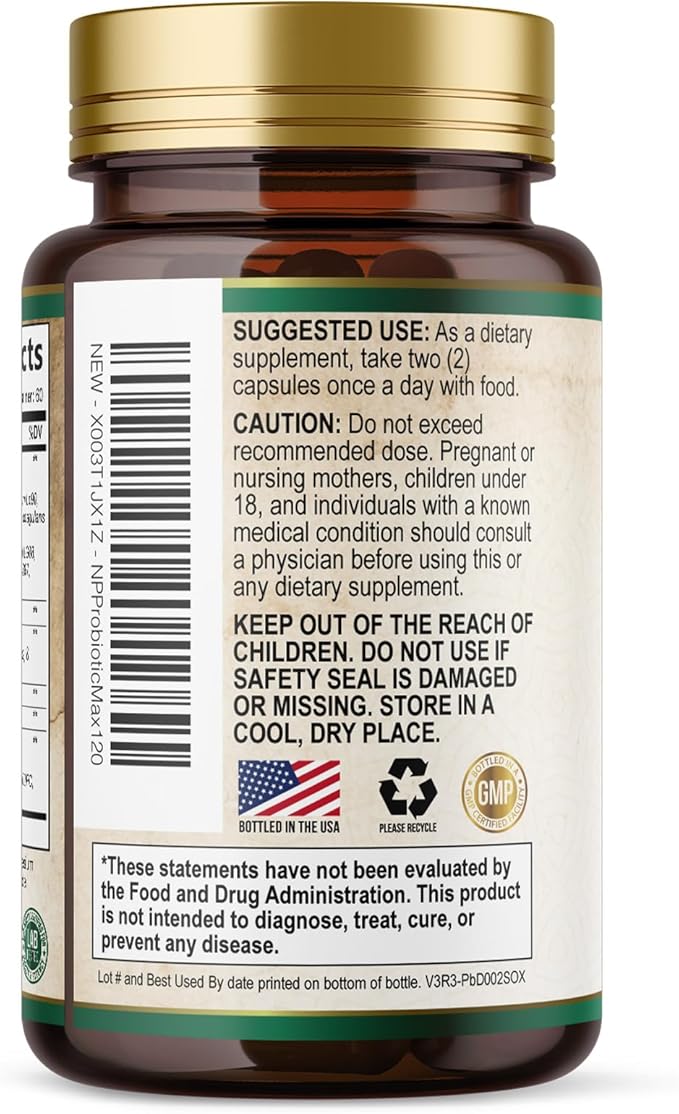 Probiotics 100 Billion CFU Per Serving - 16 Premium Probiotic Strains Prebiotics - Immune Support, Gut Health, Occasional Constipation, Gas & Bloating, Probiotics Supplement, USA Bottled, 120 Capsules