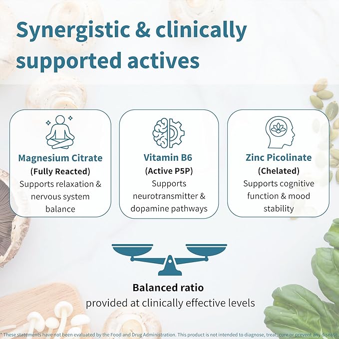 Igennus Neurobalance Zinc Magnesium & B6 Complex Formulated for Cognitive Support, Calm Focus & Relaxation, 120 Small Tablets, High Absorption Chelated Zinc & Fully Reacted Magnesium, Vegan, Non-GMO