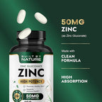 Built By Nature Zinc 50 mg – Zinc Gluconate for Highly-Absorbable Immune & Antioxidant Support – Promotes Skin, Eye & Immune Health – Non-GMO, Gluten-Free – 180 Tablets