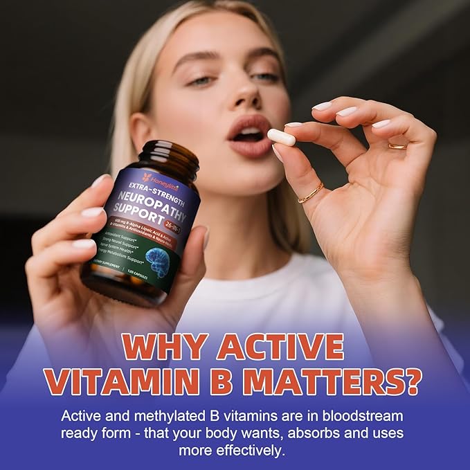 Alpha Lipoic Acid Neuropathy Supplements - with 600mg R-Alpha Lipoic Acid, NAC, ALC, Active Vitamin B12 B1 B2 B6, Magnesium - for Nerve Heath, Liver Detox, Antioxidant & Mental Support