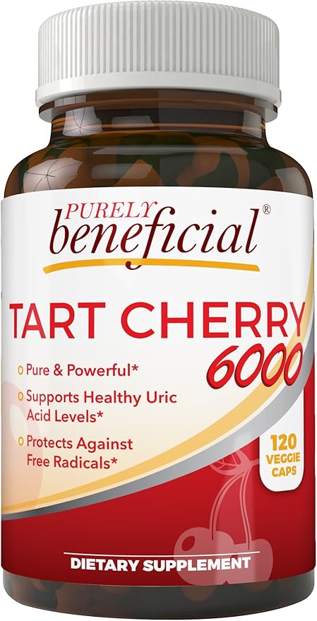 PURELY beneficial Tart Cherry Capsules 1500 mg, Extra Strength Montmorency Tart Cherry Extract, Uric Acid Flush for Joint Comfort, Antioxidant & Immune Support, Non-GMO, Gluten Free, 120 Count