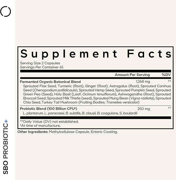 Codeage SBO Probiotics, 100 Billion CFUs Per Serving, Multi Strain Soil Based Organisms Blend and Organic Fermented Botanical Blend, Shelf-Stable - 2 Pack