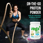 Vega Premium Protein + Supergreens, Vanilla – 20g Vegan Protein, Dairy & Gluten Free, 19.2 oz (18 Servings)