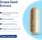 Vitamin World Grape Seed Extract, 95% Polyphenols, Supports Heart Health & Antioxidant Protection, Gluten-Free, Vegetarian, 100 Servings
