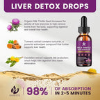 Milk Thistle Supplement for Liver Cleanse Detox & Repair, Liver Detox Drops with Organic Milk Thistle Seed, Artichoke Extract, Dandelion, Turmeric and Vegan, Non-GMO, Gluten-Free (2 Pack, 1 Fl Oz)