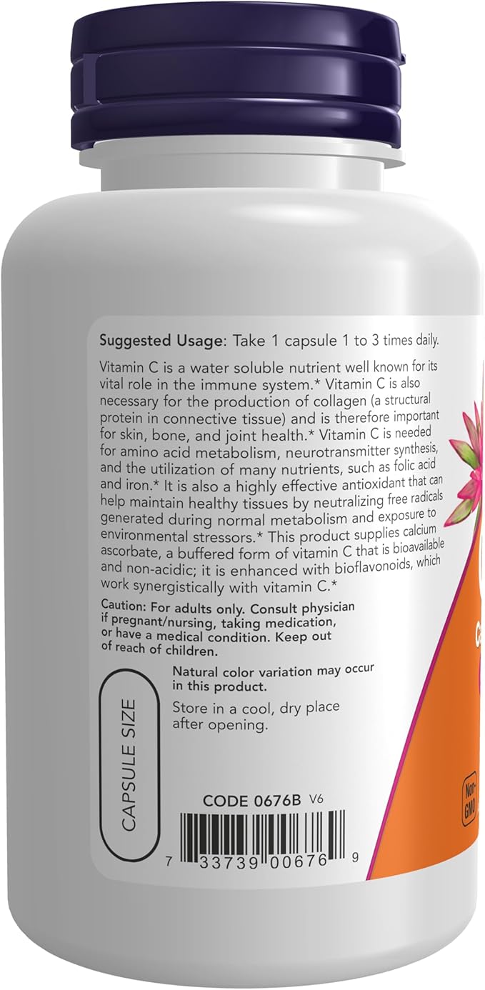 NOW Foods Supplements, Vitamin C-500 Calcium Ascorbate, Antioxidant Protection*, 100 Veg Capsules