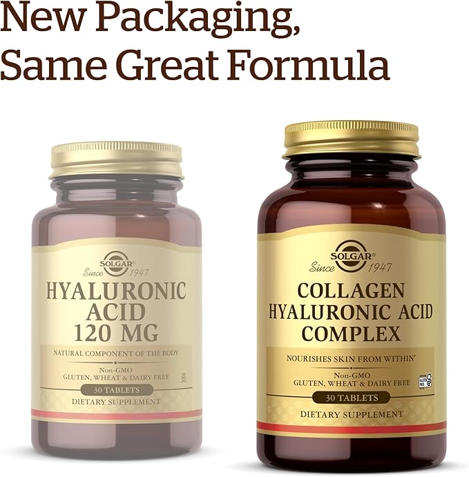 Solgar Collagen Hyaluronic Acid Complex - 30 Tablets, Pack of 2 - Non-GMO, Gluten Free, Dairy Free - 60 Total Servings