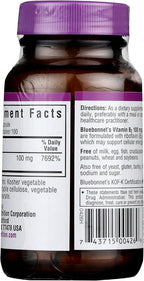 Bluebonnet Nutrition Vitamin B2 100 mg, For Cardiovascular and Nervous System Health, Soy-Free, Gluten-Free, Kosher Certified, Dairy-Free, Vegan, Non-GMO, 100 Vegetable Capsules, 100 Servings
