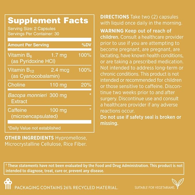 Nu Skin MYND360 Sharp Focus | 60 Capsules | Vitamin B12 & Vitamin B6 for Memory, Focus, and Clarity | Caffeine Infused Brain Health Supplement | Safe Daily Vitamin B Support for Boosted Concentration