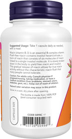 NOW Foods Supplements, Niacin (Vitamin B-3) 500 mg, Flush-Free, Double Strength, Nutritional Health, 90 Veg Capsules