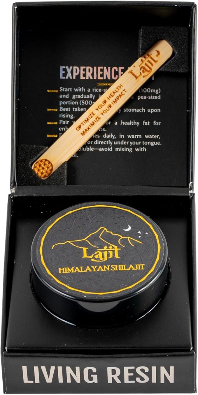 Lajit Gold Grade Himalayan Shilajit Resin – Organic, Sun-Dried, Bioavailable Nutrients, Fulvic Acid | Lab Tested Pure Shilajit for Men & Women - Natural Energy, Vitality, 85 + Trace Minerals - 20g
