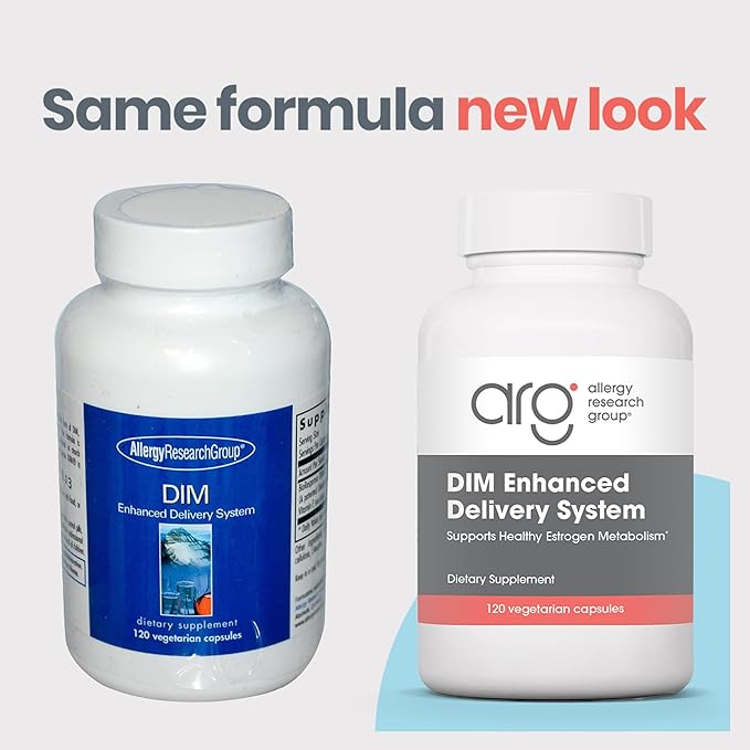 Allergy Research Group DIM Enhanced Delivery System - DIM Supplement for Women, Estrogen Supplement for Women and Men, Diindolylmethane for Hormone Balance, Menopause Support - 120 Vegetarian Capsules