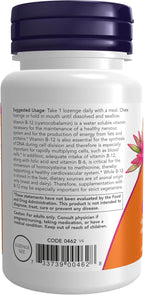 NOW Foods Supplements, Vitamin B-12 5,000 mcg, with Folic Acid, Nervous System Health*, 60 Count (Pack of 2)
