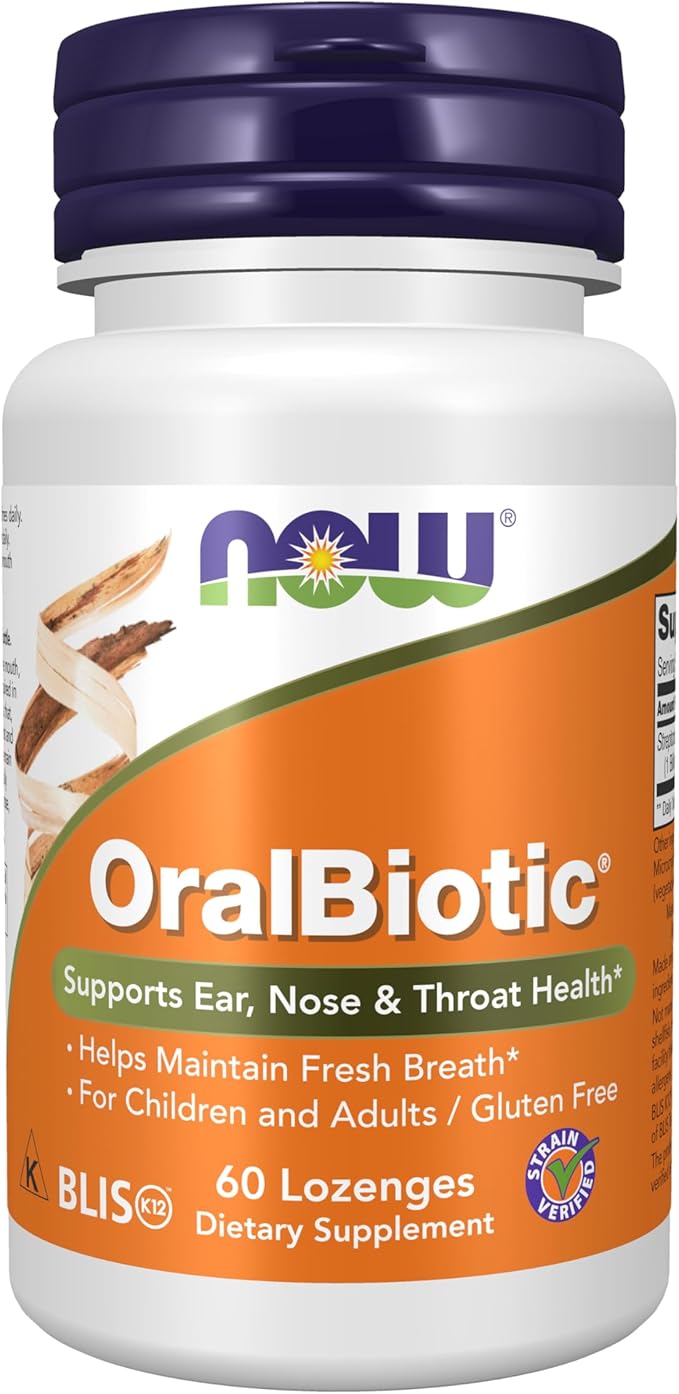 NOW Foods Supplements, OralBiotic™, Developed for Adults & Children, Strain Verified, 60 Lozenges