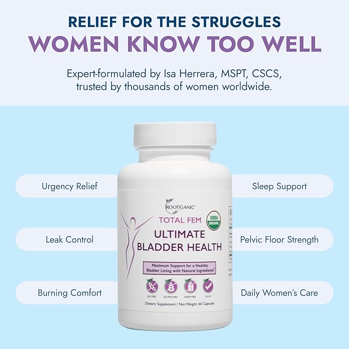 Total Fem Ultimate Bladder Health for Women with USDA Organic D-Mannose, Cranberry Powder, Uva Ursi and Hibiscus Flower Extract - Bladder Control and Urinary Tract Support - 30 Servings