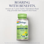 SOLARAY Dandelion Root Supplement - Healthy Kidney and Liver Support - 1,040 mg per Serving - Vegan, Lab Verified, 60-Day Guarantee - 50 Servings, 100 VegCaps