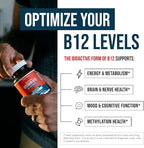 BioActive Vitamin B12 - 1000 mcg, Contains All 3 Coenzyme Forms (Methyl, Adenosyl & Hydroxy) Plus Methylfolate Cofactor | Supports Energy, Metabolism & Mood | Vegan, Non-GMO (60 Servings)