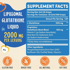 2000MG Liposomal Glutathione Liquid, 98% Absorption, Active Form L-Glutathione Supplement, Vegan Friendly, Powerful Antioxidant Complex for Immune System, Aging Defense, Detox, 4 FL.OZ