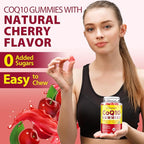 CoQ10 Gummies with PQQ - 400 MG Coenzyme Q10 High Potency, Enhanced with Ayurvedic Herbs, Adaptogenic Mushroom Blend & Probiotics for Heart, Brain, Energy, Immunity, Cherry Flavor, 60 Vegan Gummies
