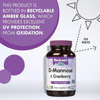 BlueBonnet Nutrition D-Mannose & Cranberry - Fast Acting Urinary Tract Support for Men & Women* - Non-GMO, Vegan, Kosher, Gluten-Free - 100 Vegetable Capsules, 50 Servings