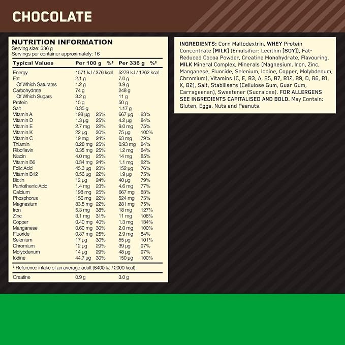 Optimum Nutrition Serious Mass, Weight Gainer Protein Powder, Mass Gainer, Vitamin C and Zinc for Immune Support, Creatine, Chocolate, 12 Pound (Packaging May Vary) (Pack of 2)