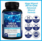 Potent Garden 2-Pack Mega Mineral Supplement Complete Mineral Complex with Calcium Magnesium Zinc Potassium Boron Selenium Chromium & 72 Trace Minerals Iron Free Calcium Supplement -200 Pills
