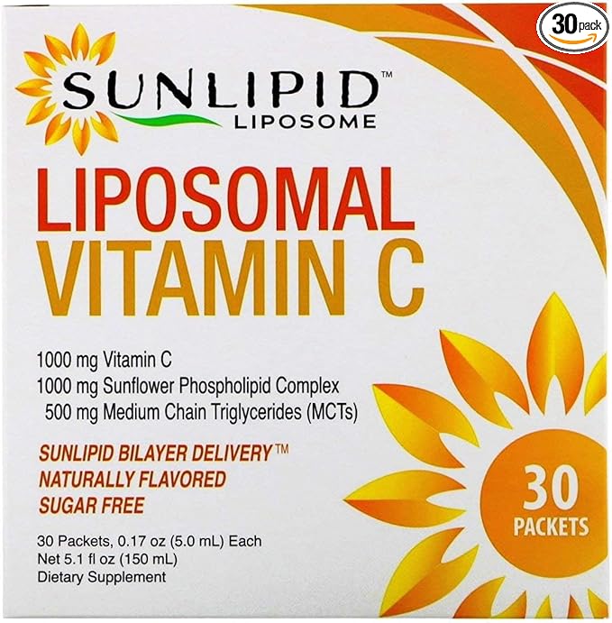 SunLipid Liposomal Vitamin C with MCT Oil, 30 Packets, 0.17 fl oz (5 ml) Each