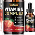 CFILIHTC Vitamin B Complex Liquid Drops, B Vitamins Complex Supplement with B1, B2, B3, B5 B6, B7, B9 & Methyl B12 Drops for Adults & Kids, Vegan, Strawberry Flavor