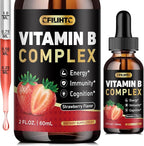 CFILIHTC Vitamin B Complex Liquid Drops, B Vitamins Complex Supplement with B1, B2, B3, B5 B6, B7, B9 & Methyl B12 Drops for Adults & Kids, Vegan, Strawberry Flavor
