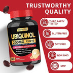 DRFOSTER Coq10 Ubiquinol 200mg, Coq10 200mg Softgels, Max Absorption Ubiquinol with Vitamin E & PQQ & Black Pepper, Powerful Antioxidant, 120 Softgels