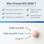 Biotics Research B12-2000™ Vitamin B12 2000 mcg, B6, Folate–B12 Sublingual Lozenges, Methylation Support Supplement, High Potency, Highly Absorbable, Natural, Berry Flavor, Dissolves Easily–60 Count