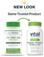 Hyperbiotics Vital Nutrients Prebiotic and Probiotic for Women and Men | 60 Billion CFU | Pre and Probiotics Supports Digestive Health, Constipation, Diarrhea, Gas & Bloating | 60 Vegan Capsules