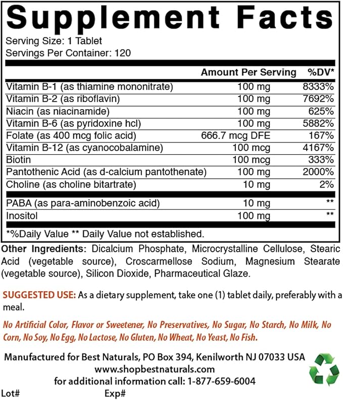 Best Naturals Vitamin A 25000 IU & B-100 Complex
