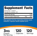 Nutricost Copper Glycinate Capsules (120 Capsules, 3MG Copper per Serving) - Non GMO, Vegan